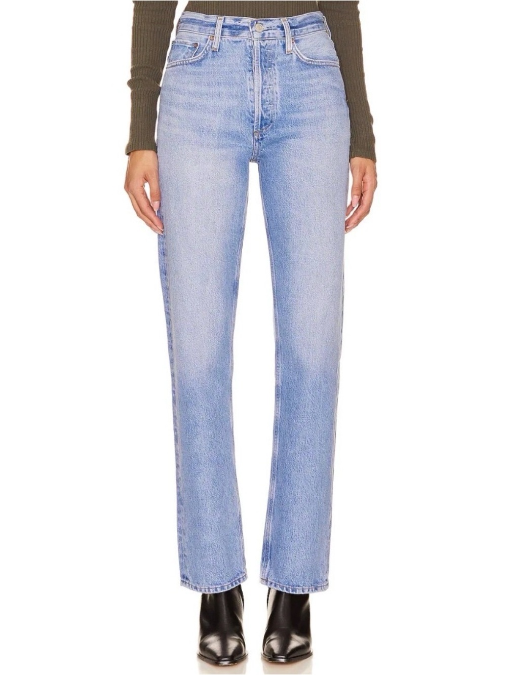 AGOLDE 90's Pinch High-Waist Straight Leg Jeans Light Blue Wash Women's Size 25